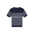 Mäns Strikkad Stripe Polo Shirt